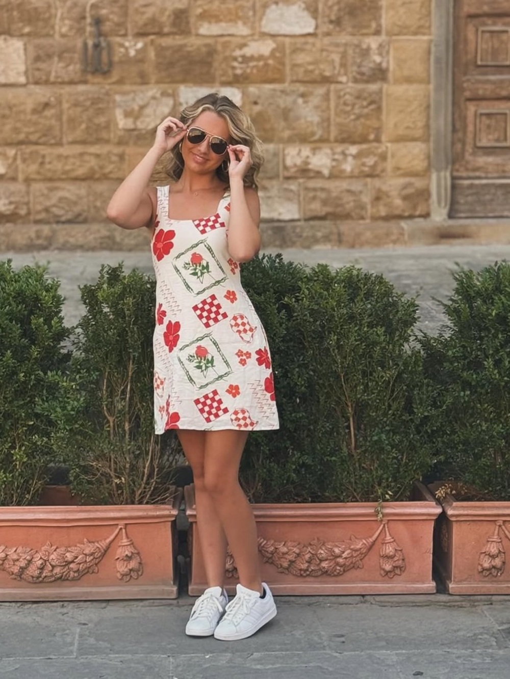 Japana European Floral Linen Mini Dress